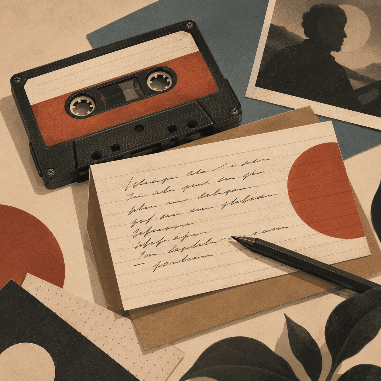 Cassette tape and handwritten listening notes